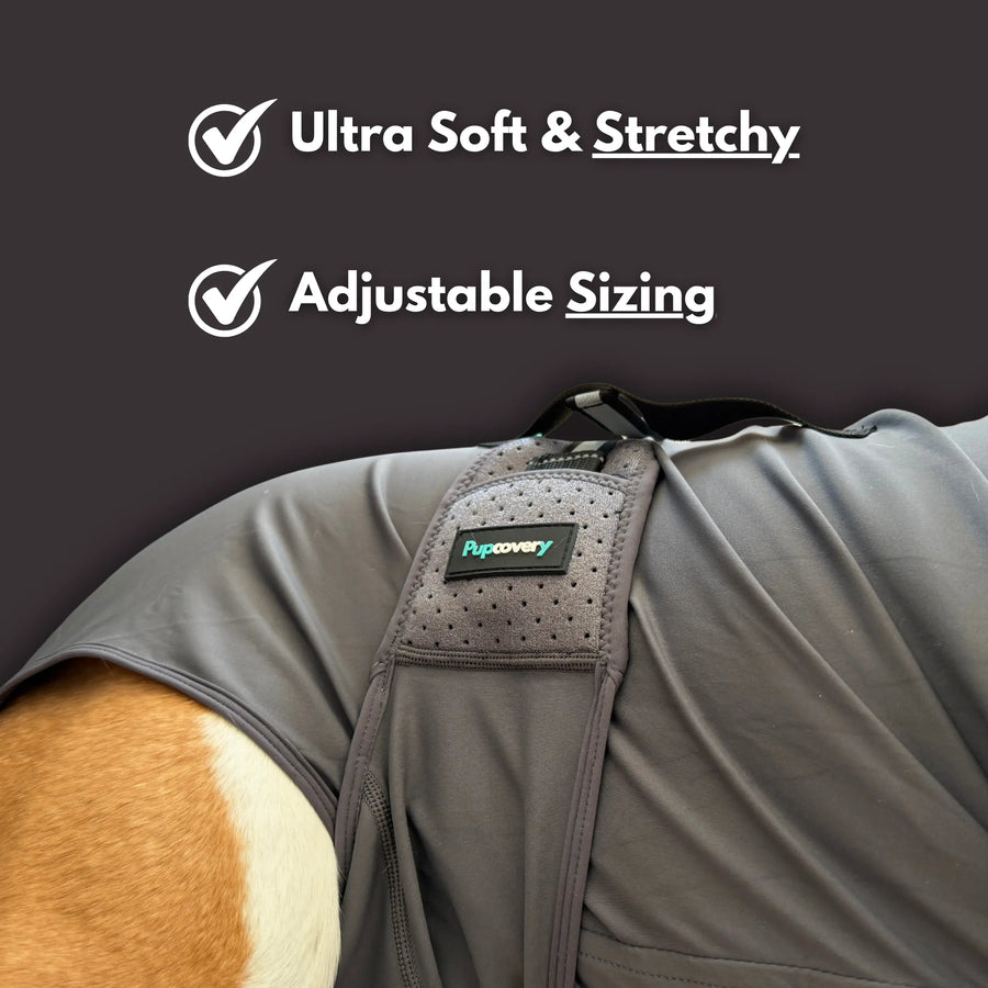 Recovery suit for dogs breathable fabric detail - adjustable cone alternative for all breeds