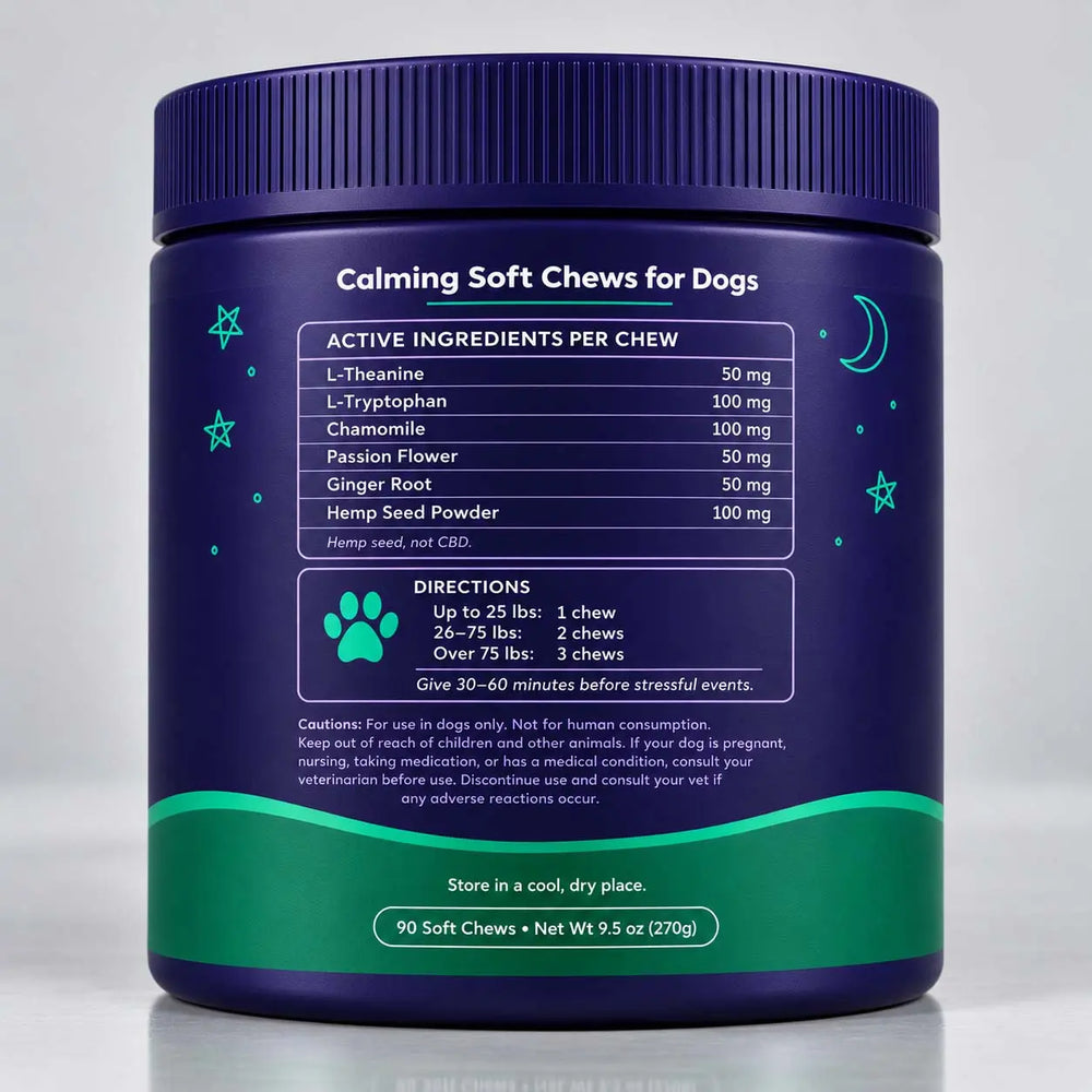 Zen Zoomies – Dog Calming Chews | Natural Calming Treats for Anxiety, Stress & Travel – No Drowsiness, Melatonin-Free – 90 Soft Chews, Chicken Flavor