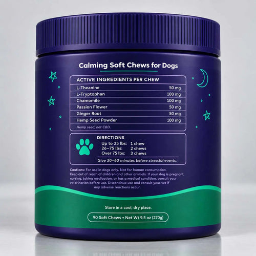 Zen Zoomies – Dog Calming Chews | Natural Calming Treats for Anxiety, Stress & Travel – No Drowsiness, Melatonin-Free – 90 Soft Chews, Chicken Flavor